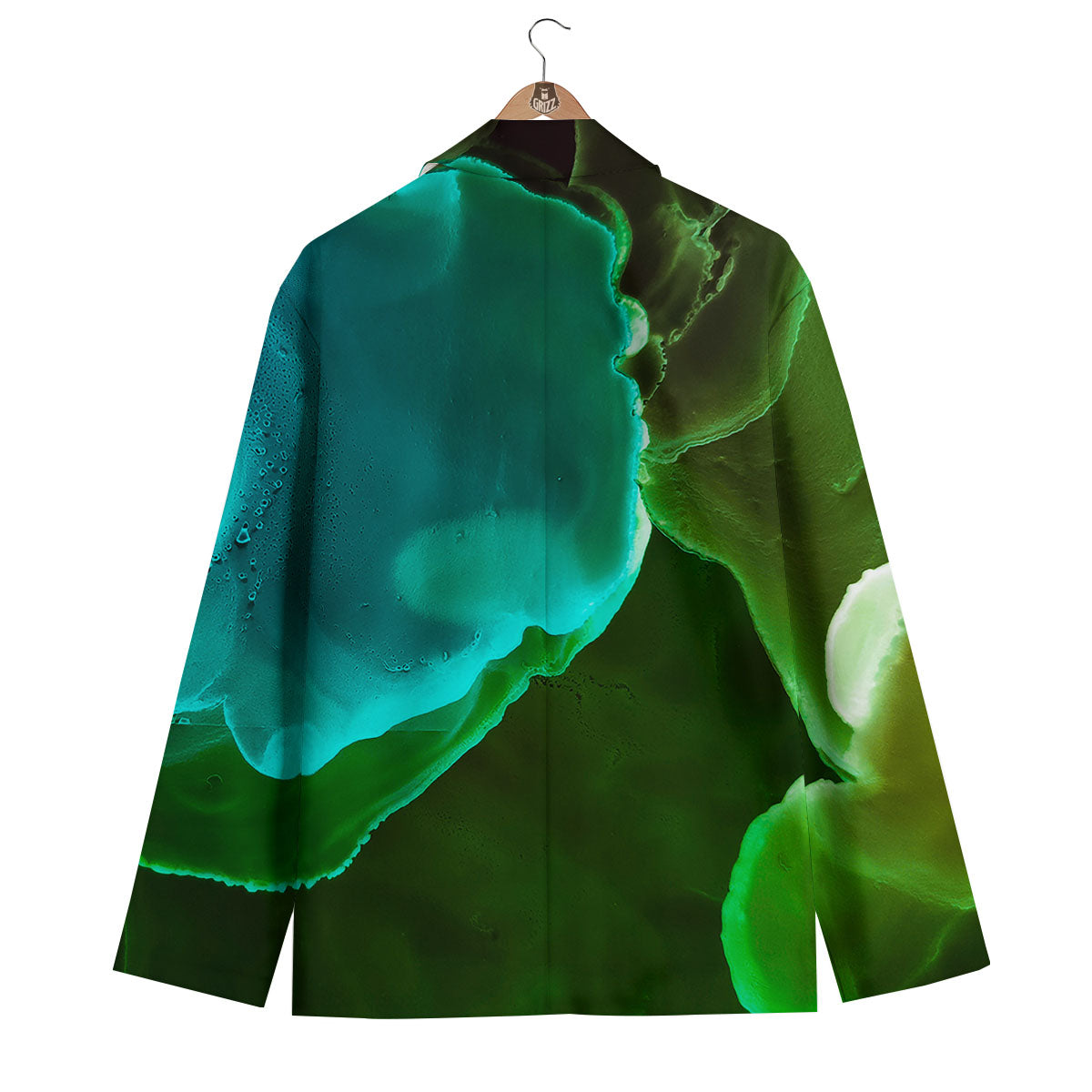 Acid Melt Green And Turquoise Print Men's Blazer-grizzshop