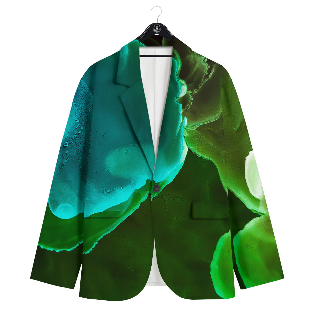 Acid Melt Green And Turquoise Print Men's Sport Coat-grizzshop