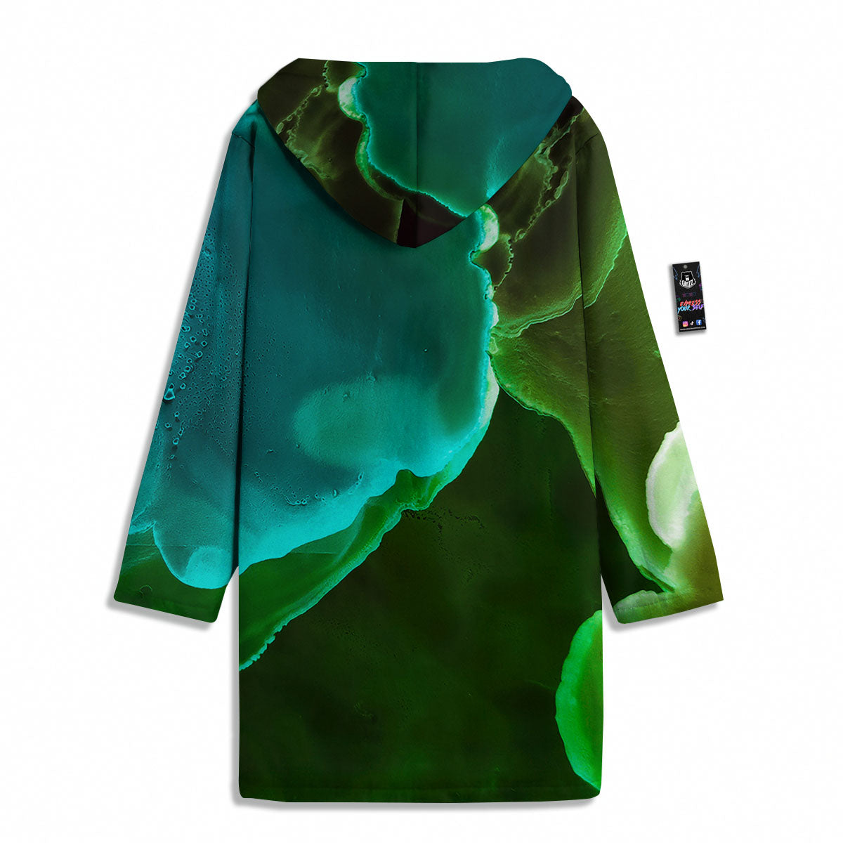 Acid Melt Green And Turquoise Print Men's Windbreaker Jacket-grizzshop