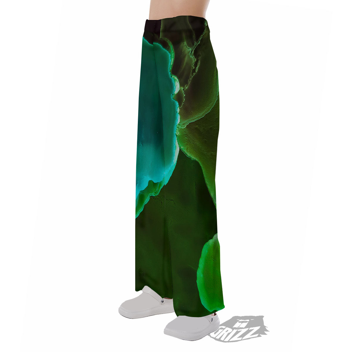Acid Melt Green And Turquoise Print Pajama Pants-grizzshop