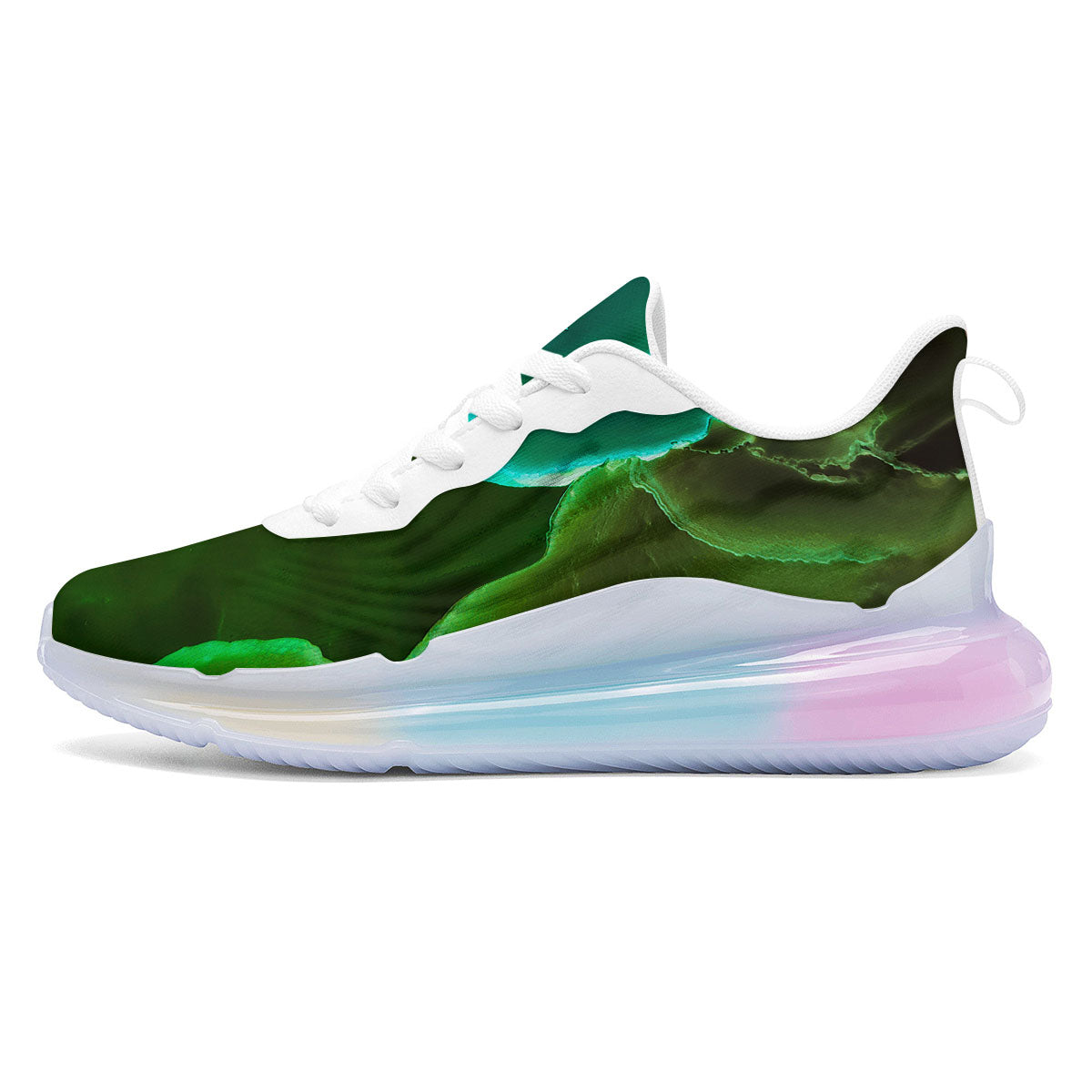Acid Melt Green And Turquoise Print Running Sneakers-grizzshop