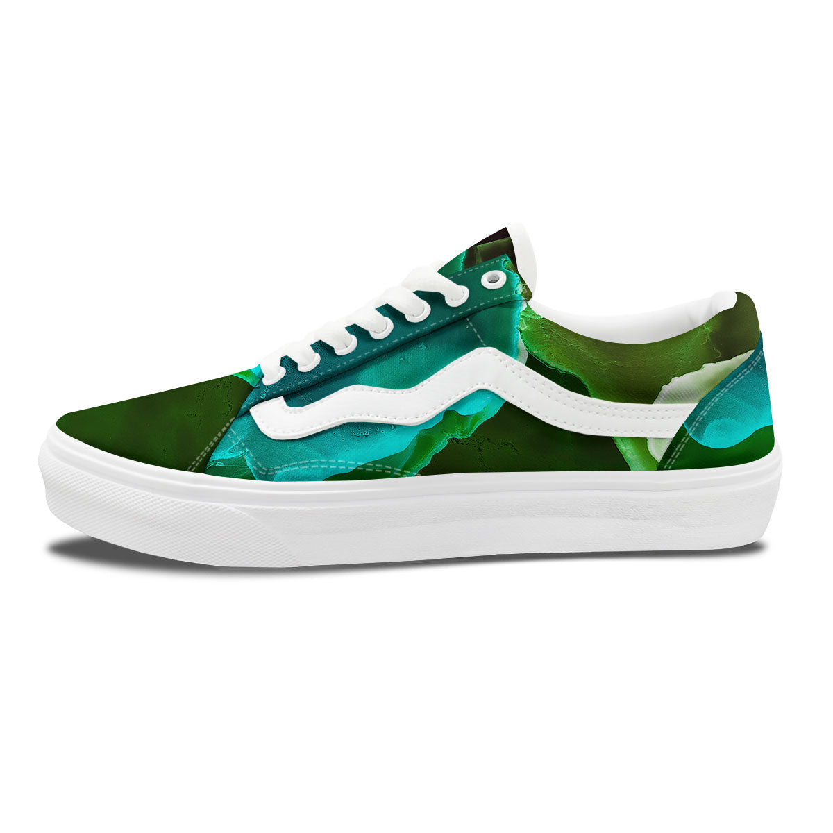 Acid Melt Green And Turquoise Print Skate Shoes-grizzshop