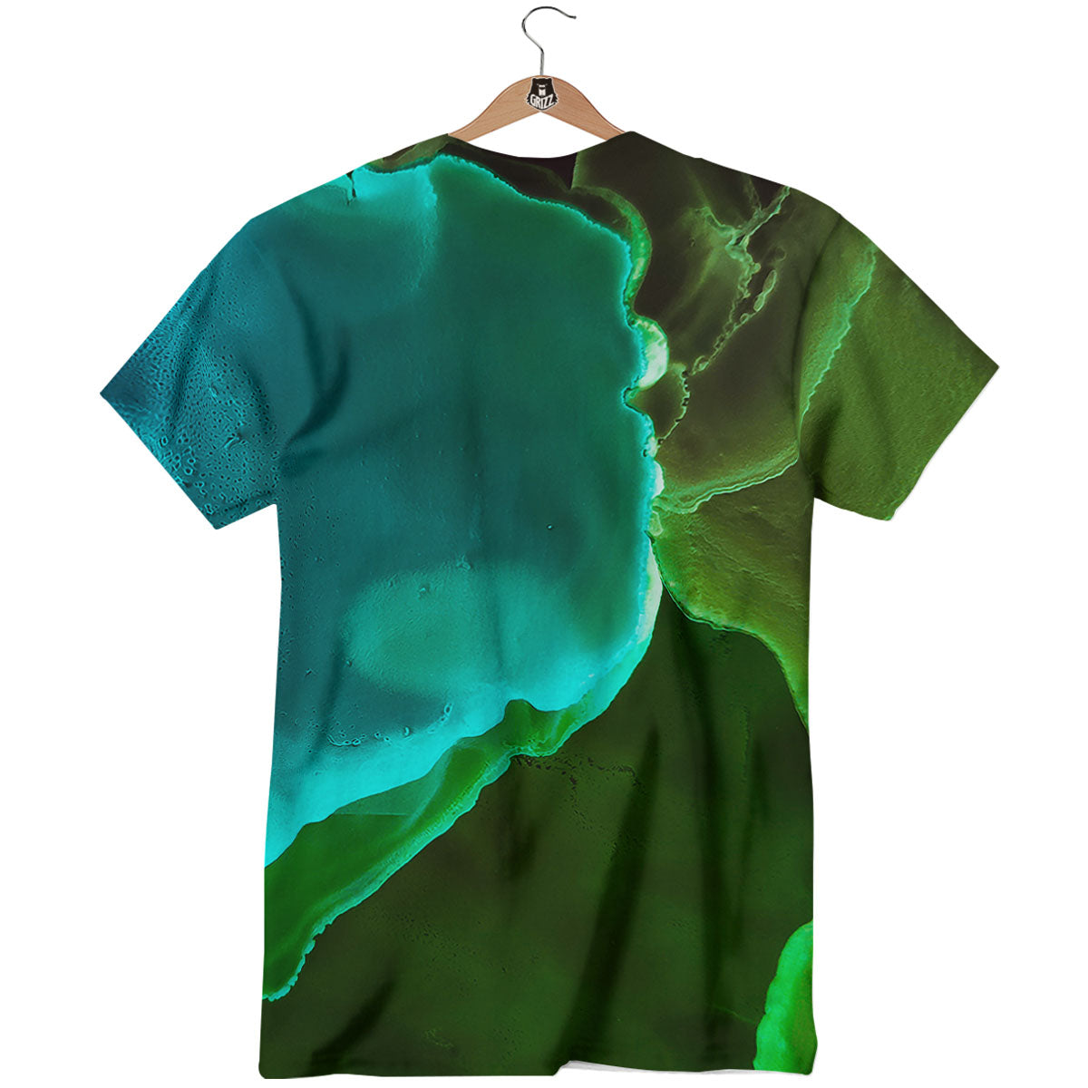 Acid Melt Green And Turquoise Print T-Shirt-grizzshop