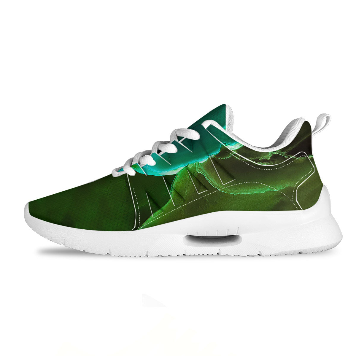 Acid Melt Green And Turquoise Print Tennis Shoes-grizzshop