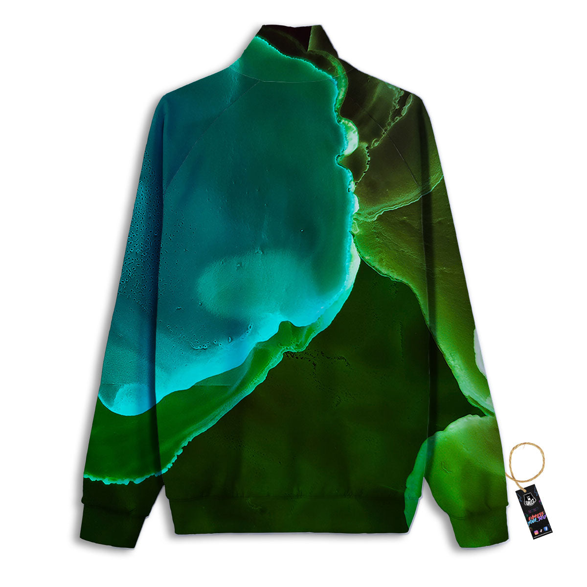 Acid Melt Green And Turquoise Print Track Jacket-grizzshop