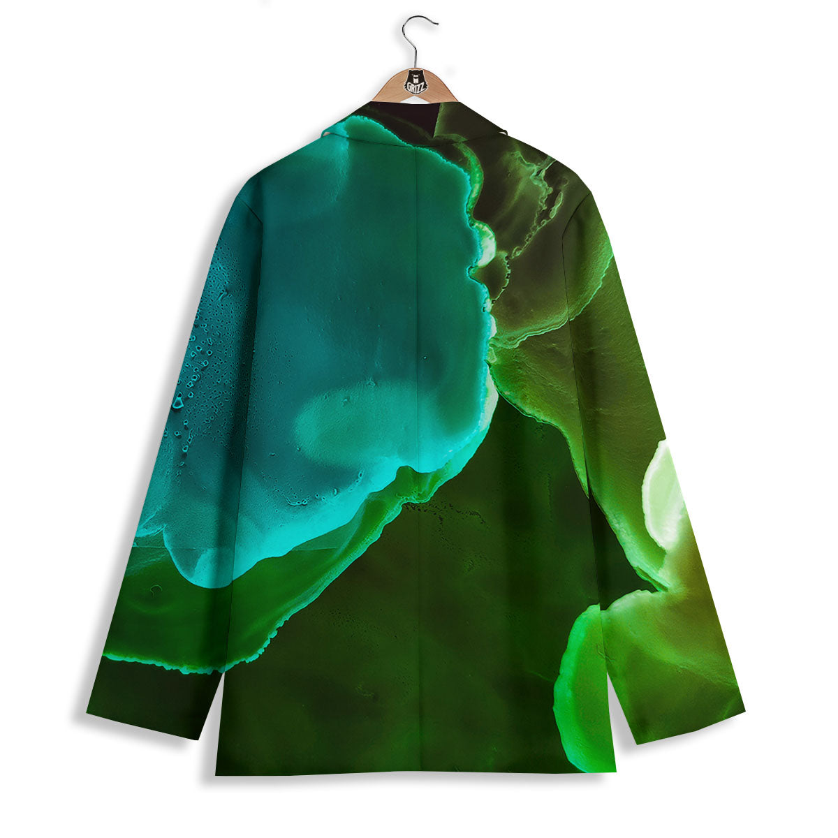 Acid Melt Green And Turquoise Print Women's Blazer-grizzshop