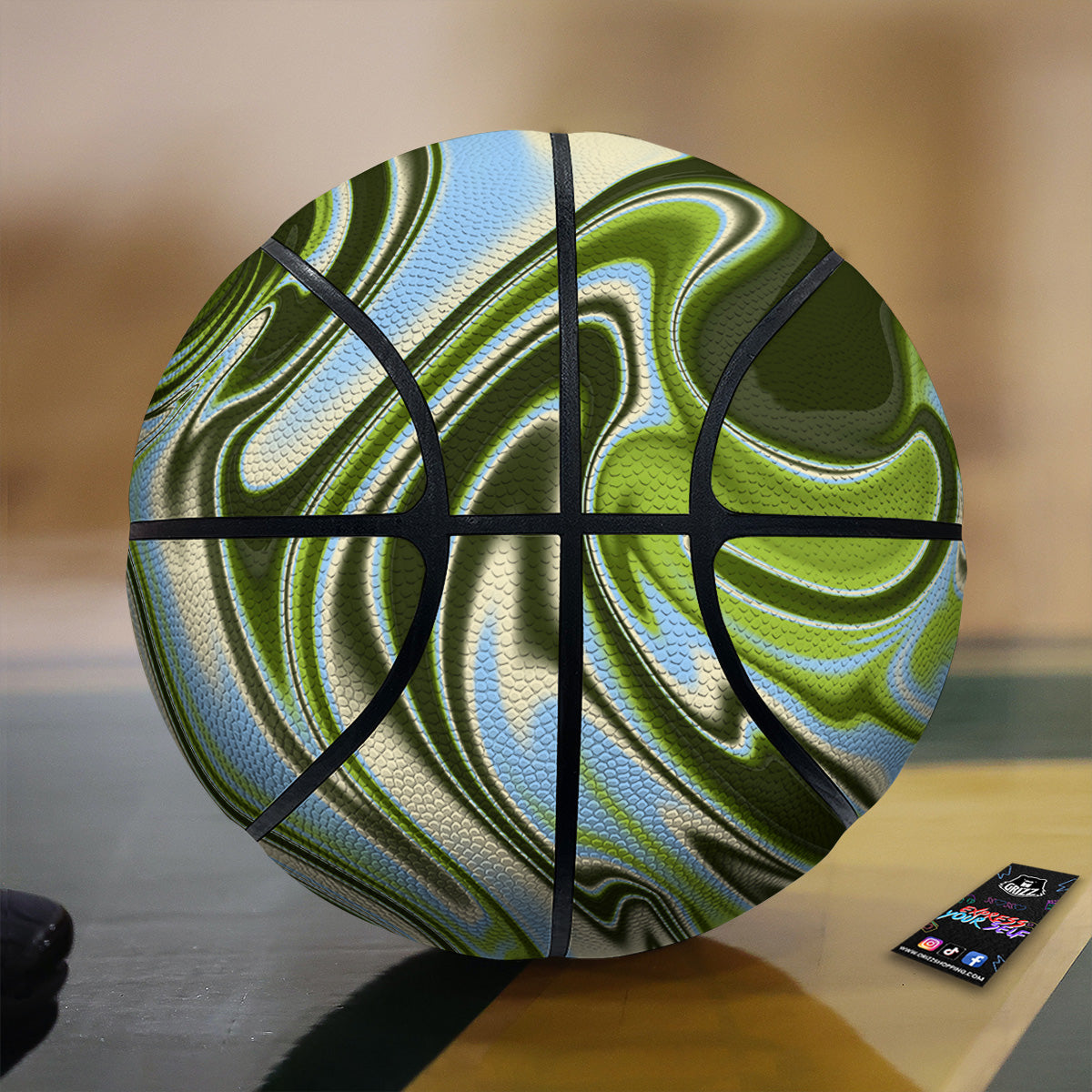 Acid Melt Green Print Basketball-grizzshop