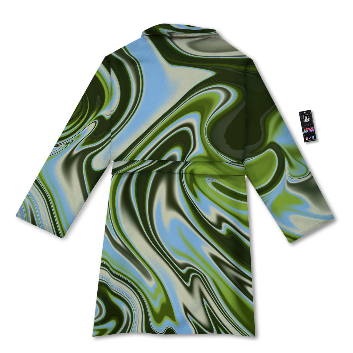 Acid Melt Green Print Bathrobe-grizzshop