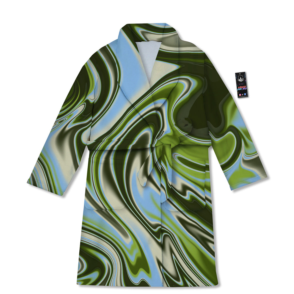 Acid Melt Green Print Bathrobe-grizzshop