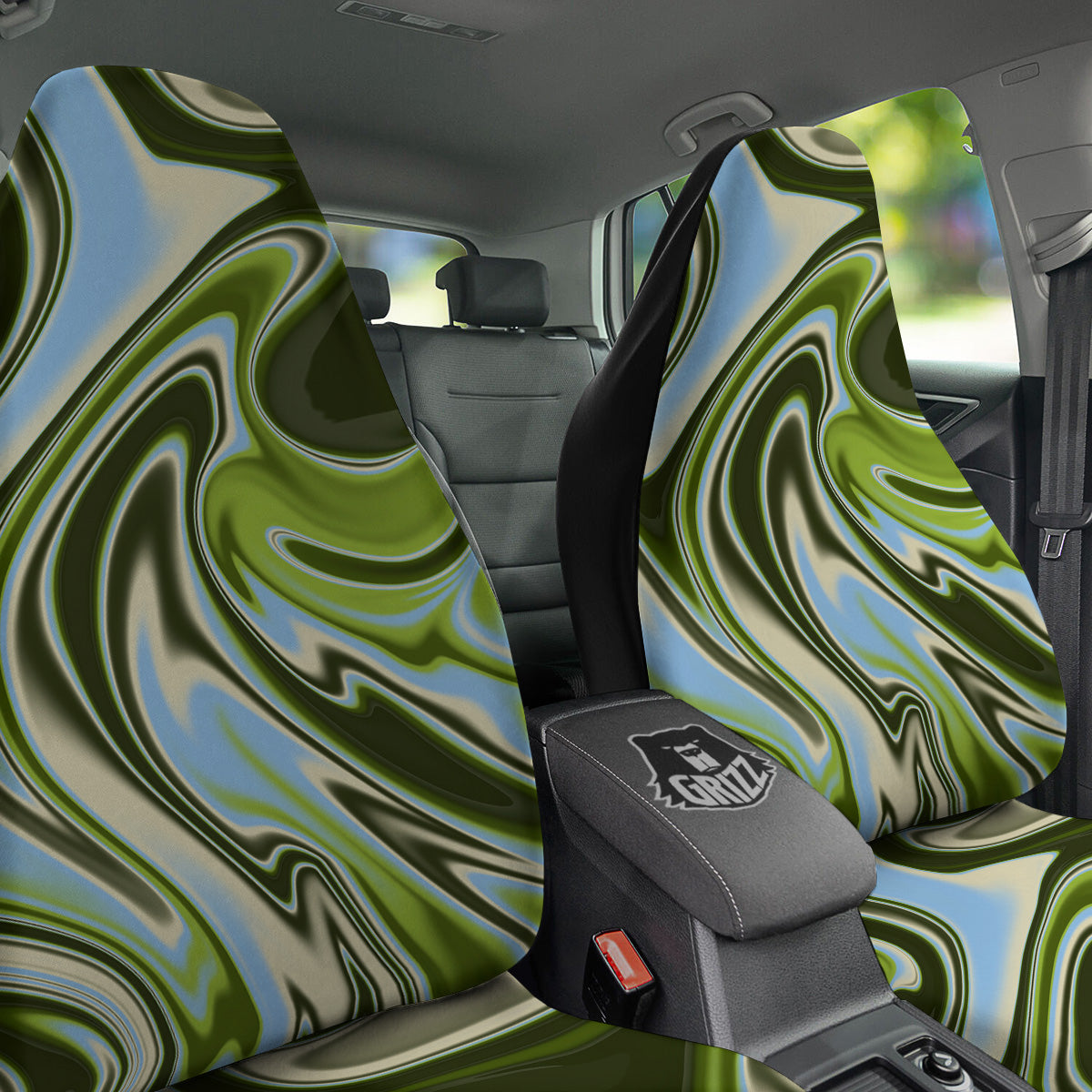 Acid Melt Green Print Car Seat Covers-grizzshop