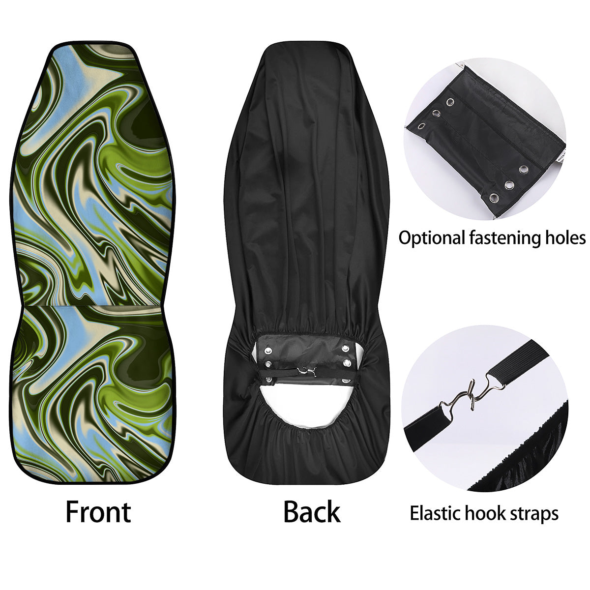 Acid Melt Green Print Car Seat Covers-grizzshop