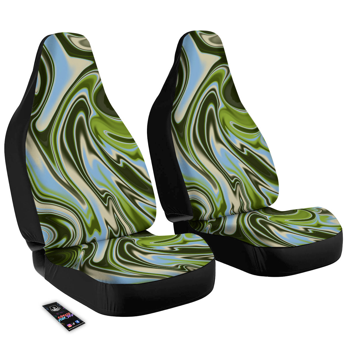 Acid Melt Green Print Car Seat Covers-grizzshop