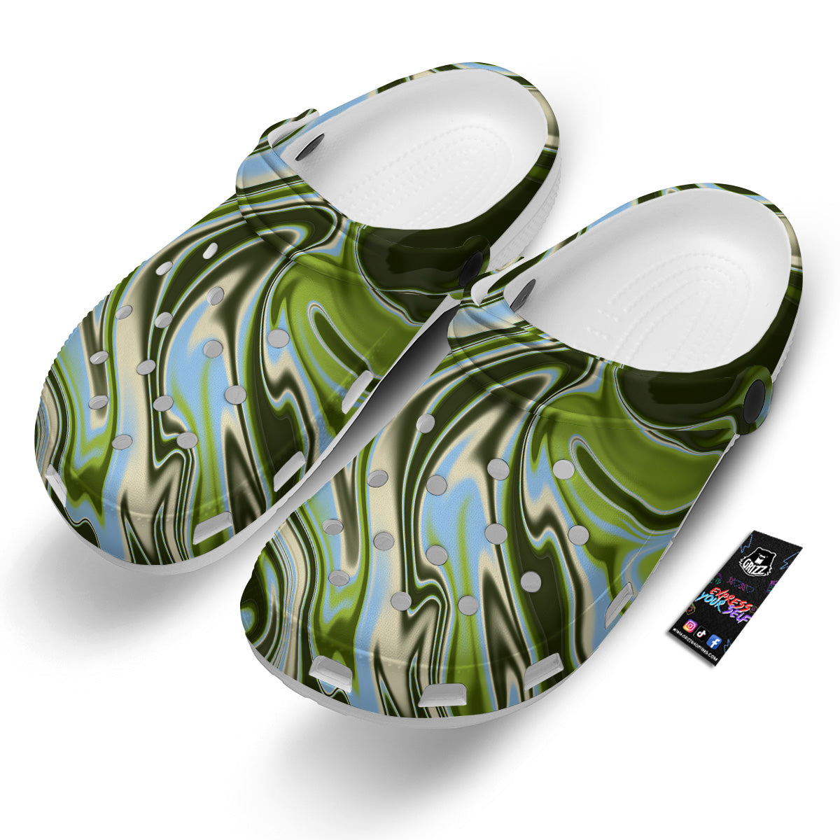Acid Melt Green Print Clog-grizzshop