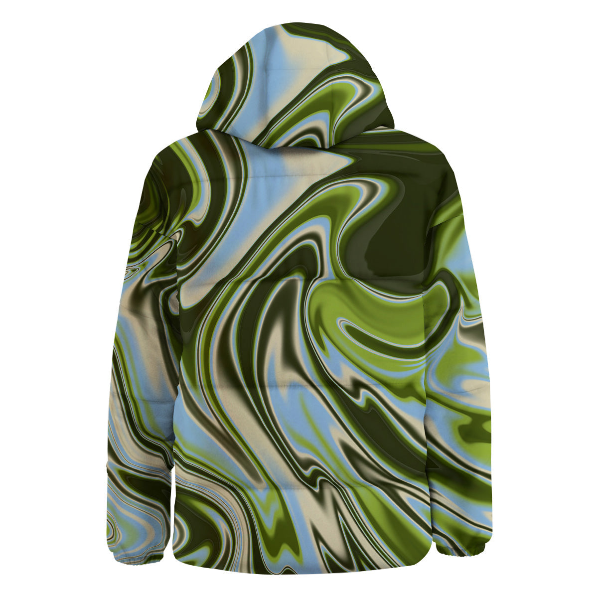 Acid Melt Green Print Down Jacket-grizzshop