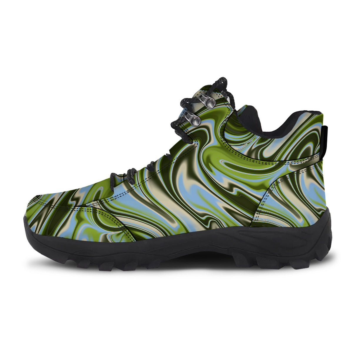 Acid Melt Green Print Hiking Shoes-grizzshop