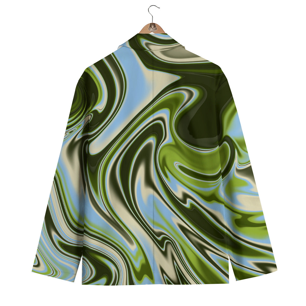 Acid Melt Green Print Men's Blazer-grizzshop