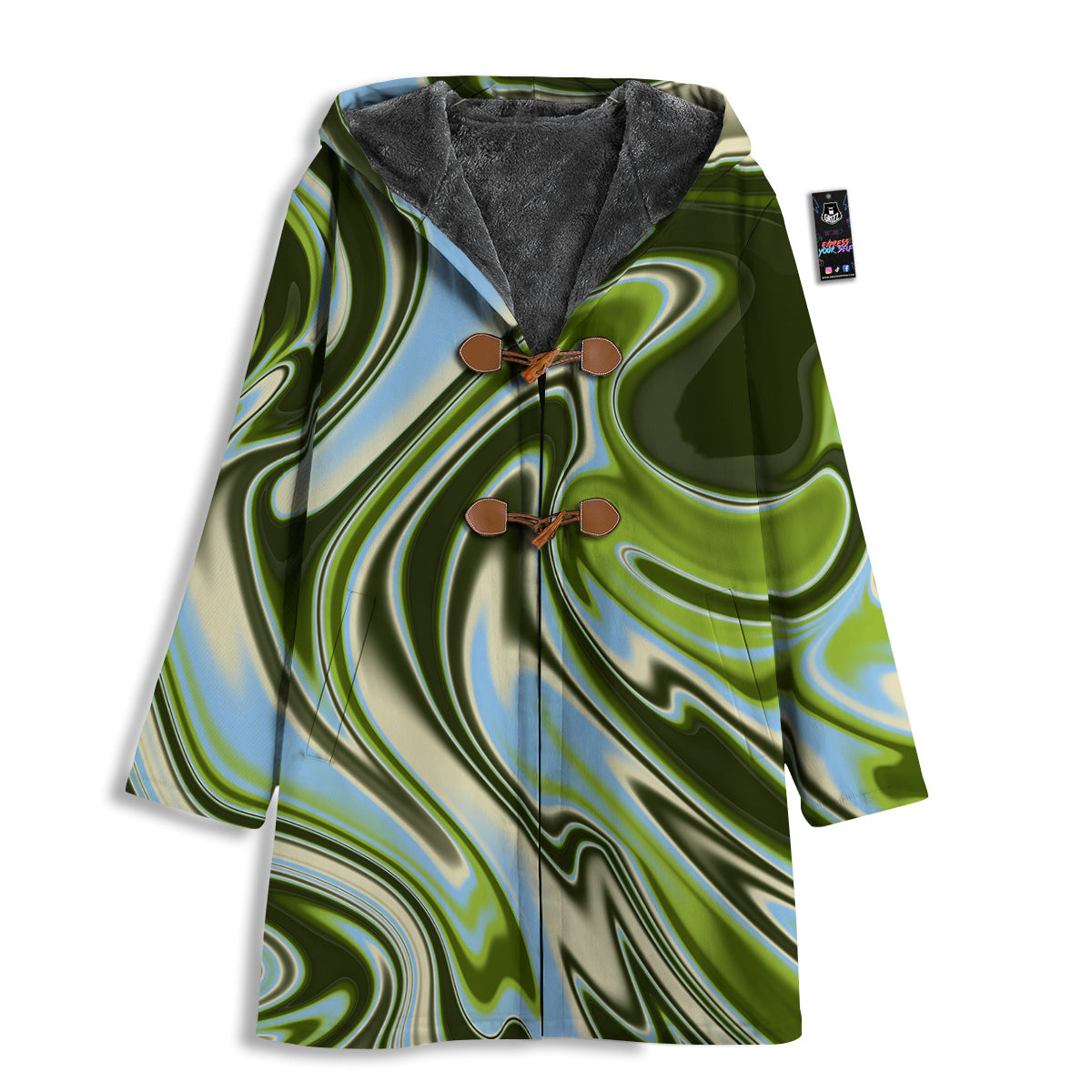 Acid Melt Green Print Men's Windbreaker Jacket-grizzshop