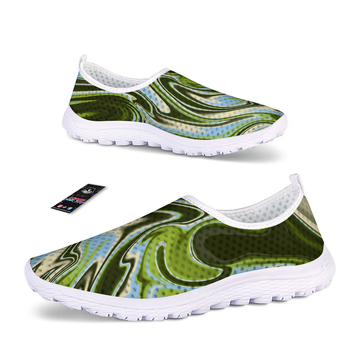 Acid Melt Green Print Nurse Shoes-grizzshop