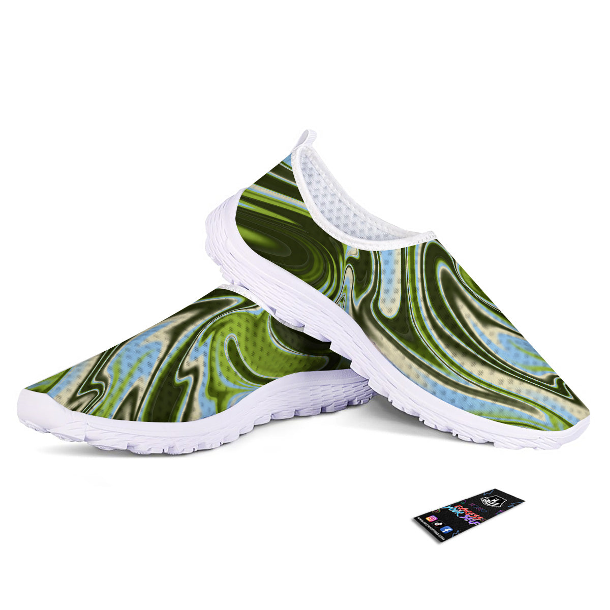 Acid Melt Green Print Nurse Shoes-grizzshop
