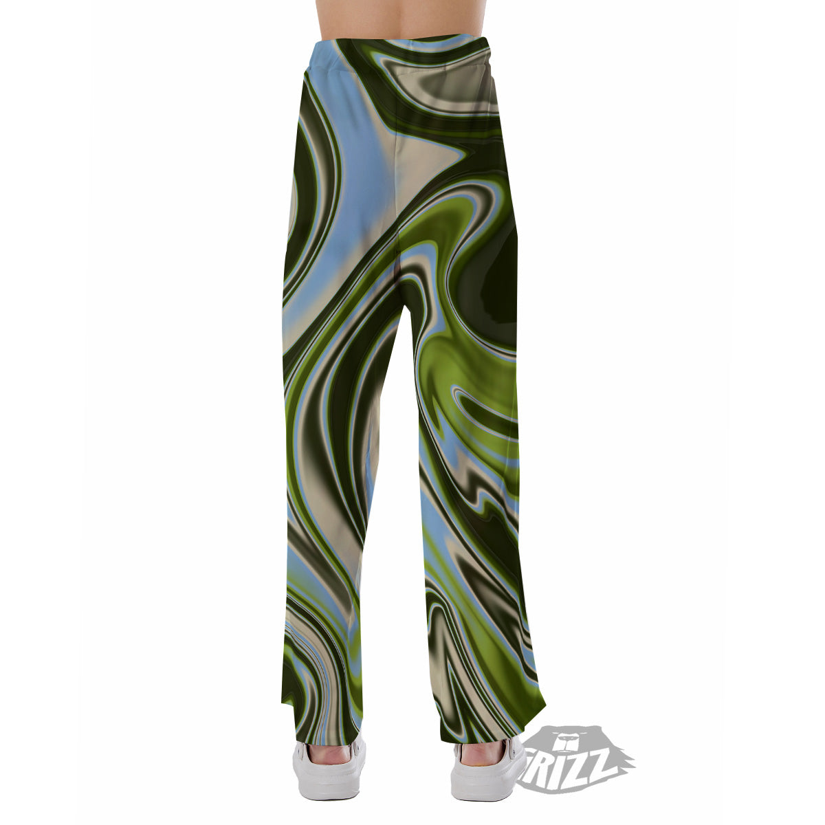 Acid Melt Green Print Pajama Pants-grizzshop