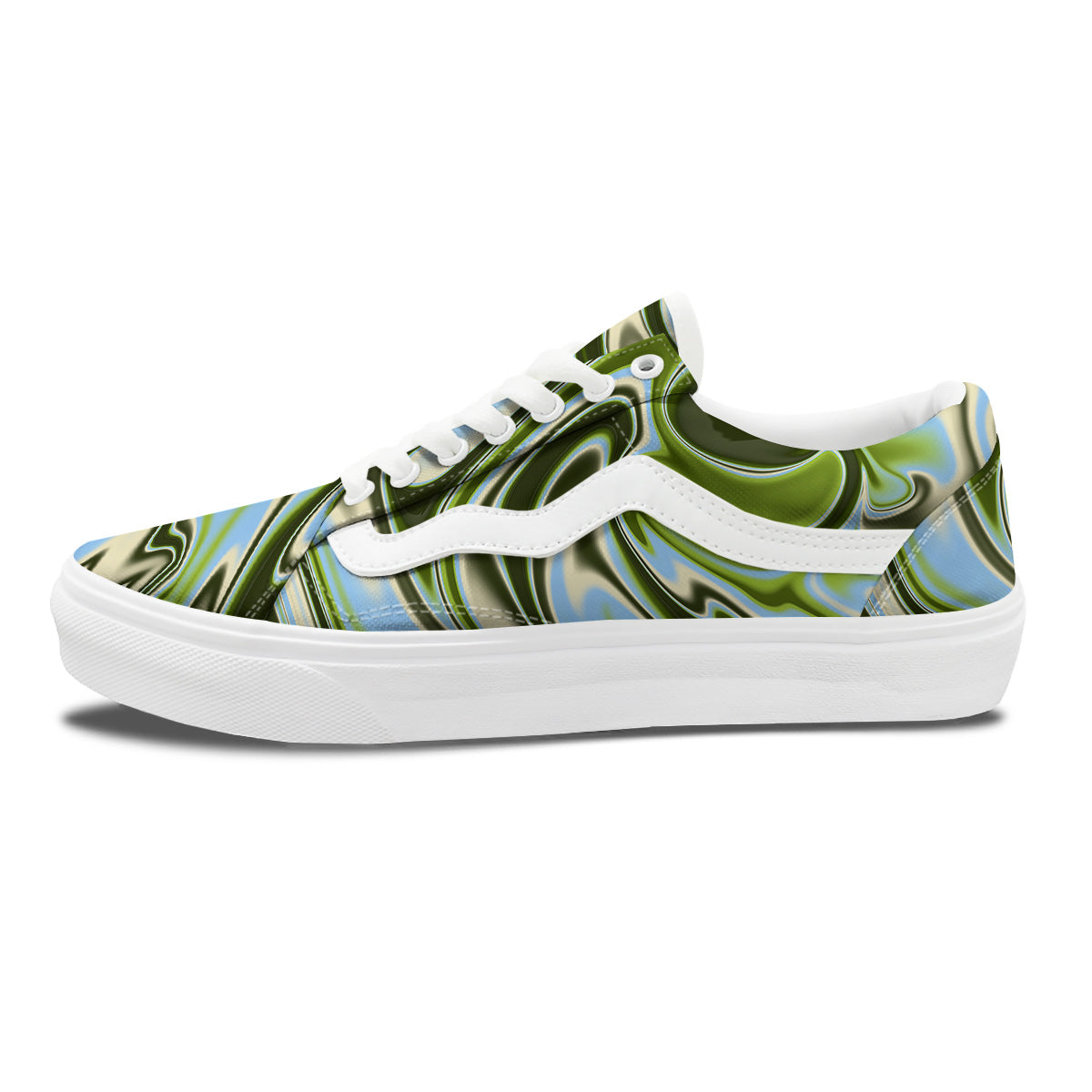 Acid Melt Green Print Skate Shoes-grizzshop