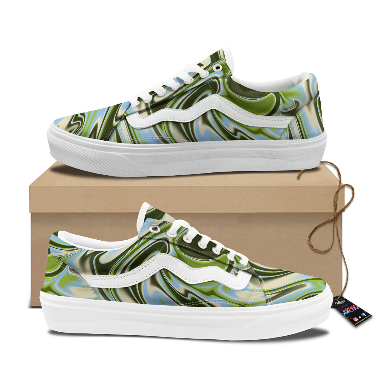 Acid Melt Green Print Skate Shoes-grizzshop