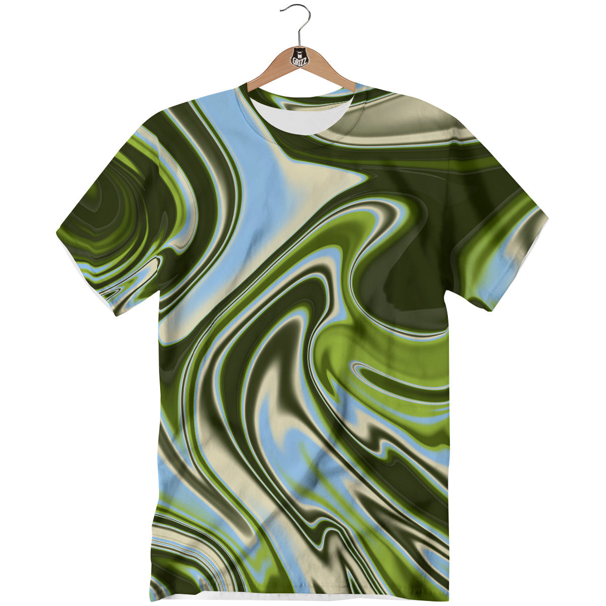 Acid Melt Green Print T-Shirt-grizzshop