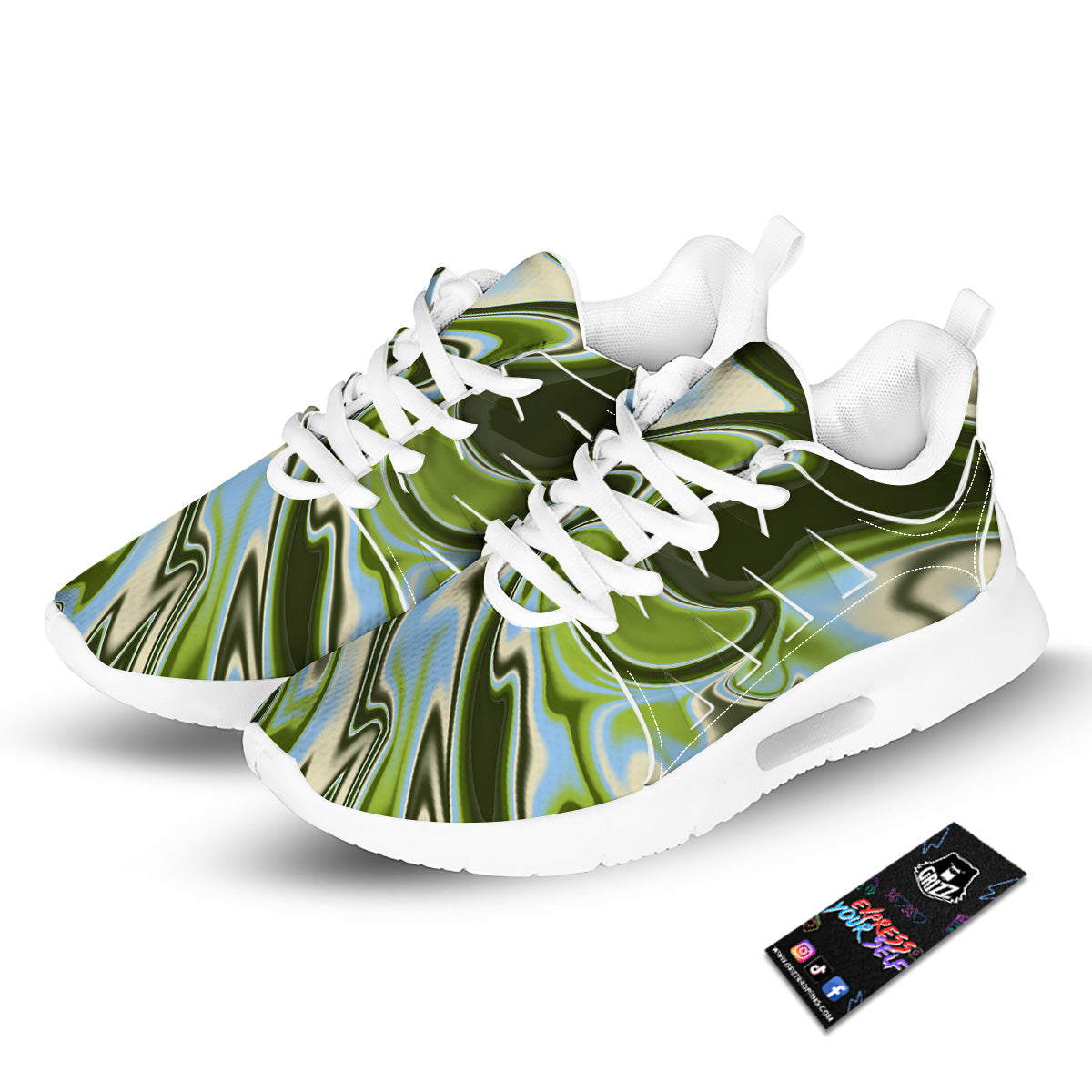 Acid Melt Green Print Tennis Shoes-grizzshop