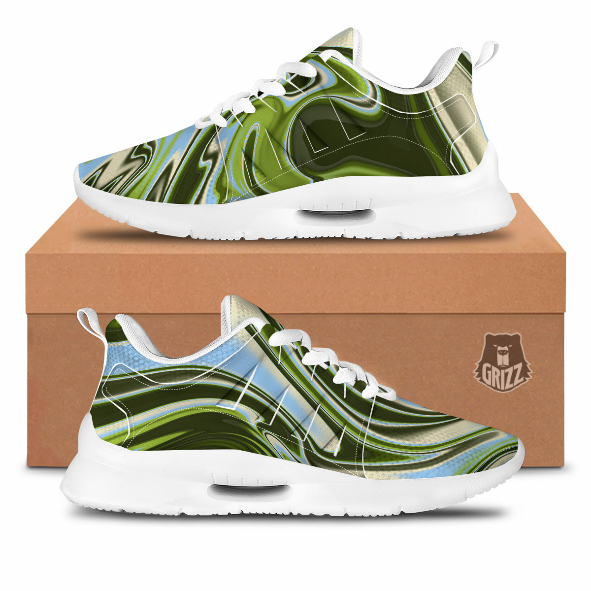 Acid Melt Green Print Tennis Shoes-grizzshop