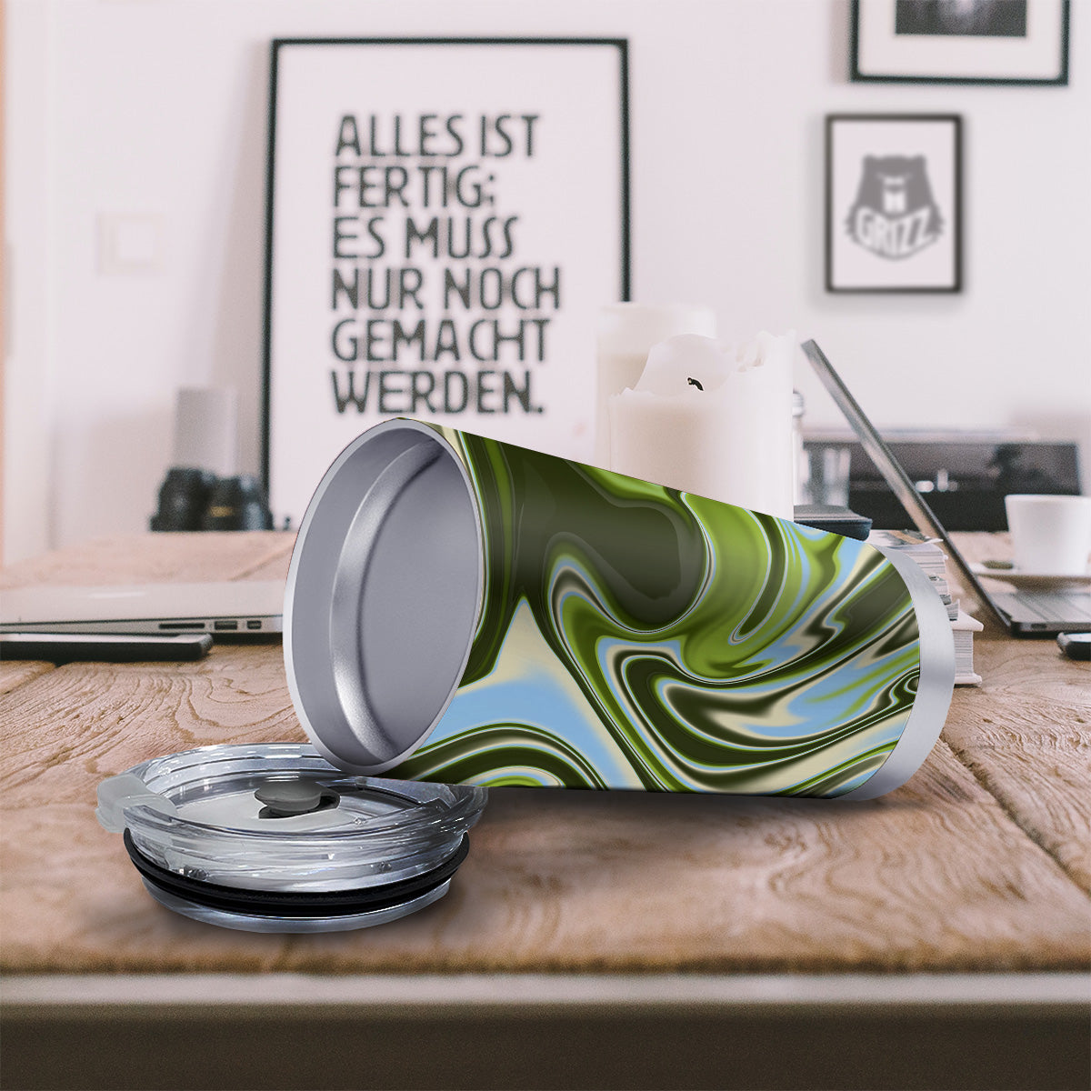Acid Melt Green Print Tumbler-grizzshop