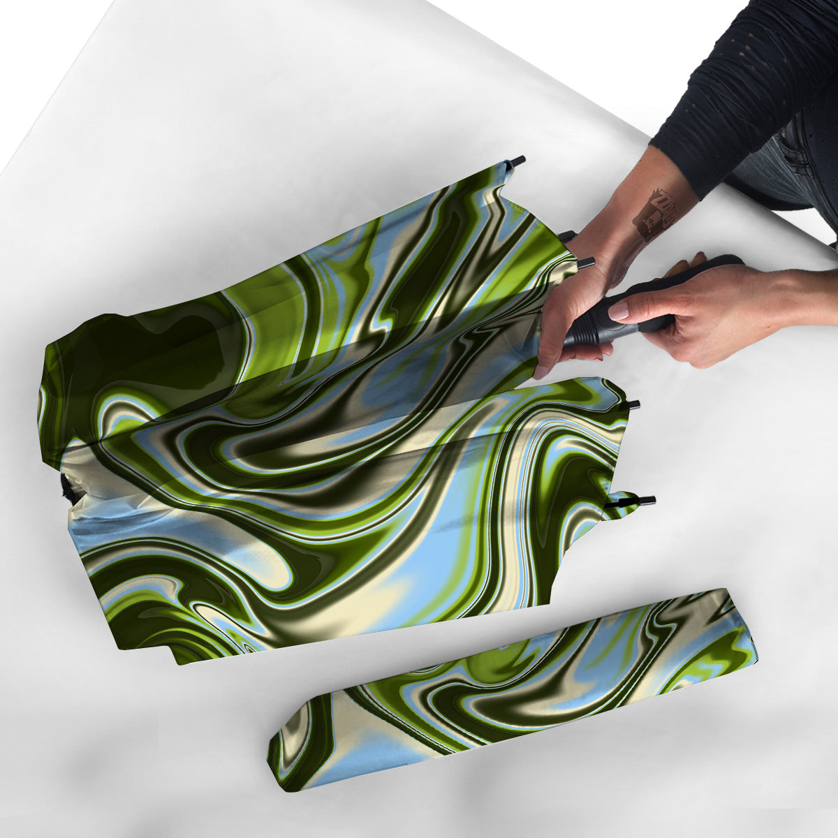 Acid Melt Green Print Umbrella-grizzshop