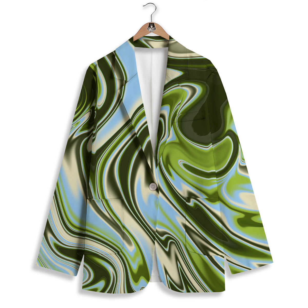 Acid Melt Green Print Women's Blazer-grizzshop