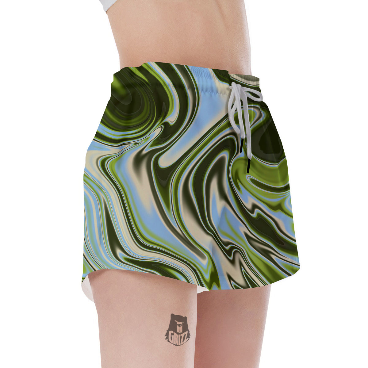 Acid Melt Green Print Women's Shorts-grizzshop