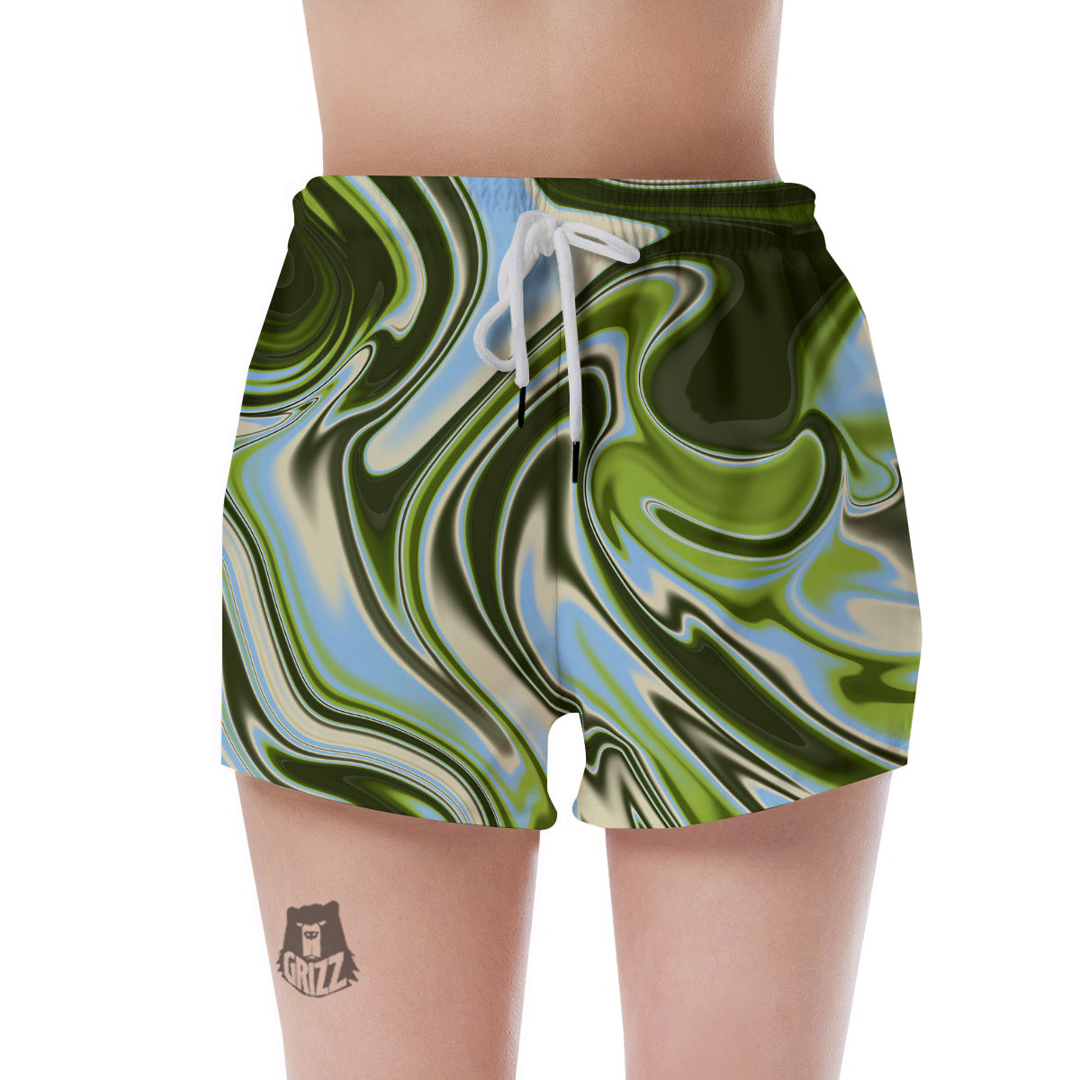 Acid Melt Green Print Women's Shorts-grizzshop