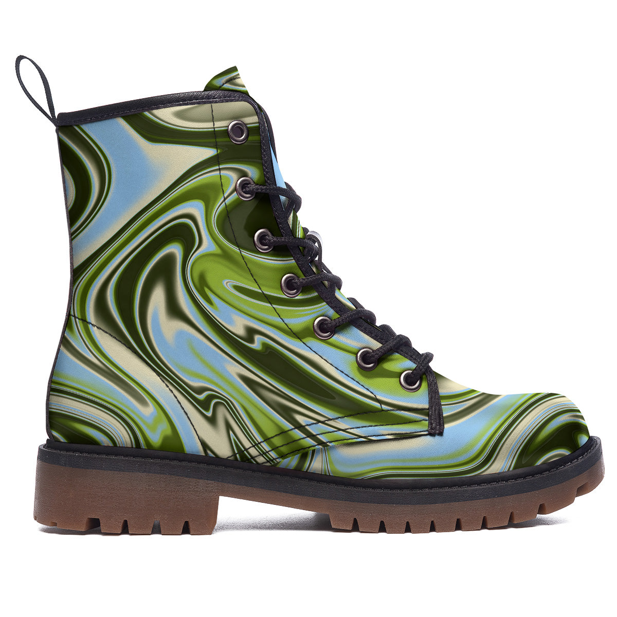 Acid Melt Green Print Work Boots-grizzshop