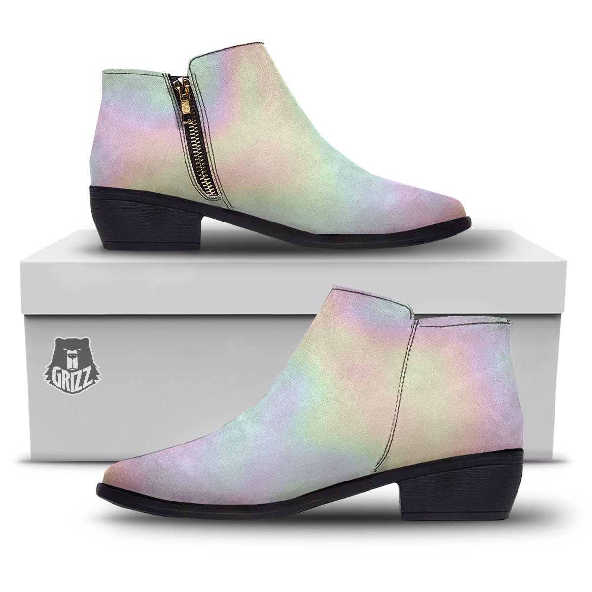 Acid Melt Pastel Print Ankle Boots-grizzshop