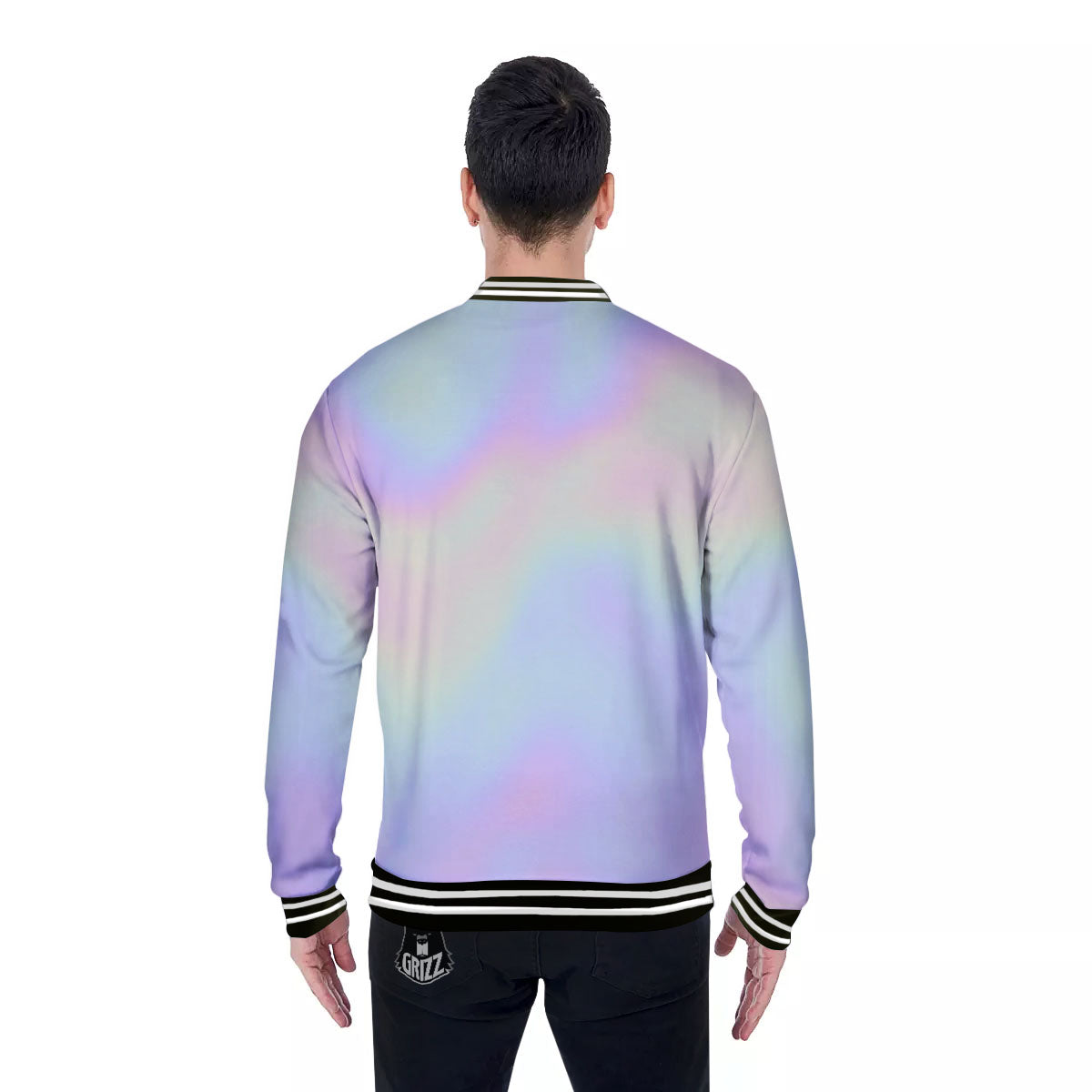 Acid Melt Pastel Print Baseball Jacket-grizzshop