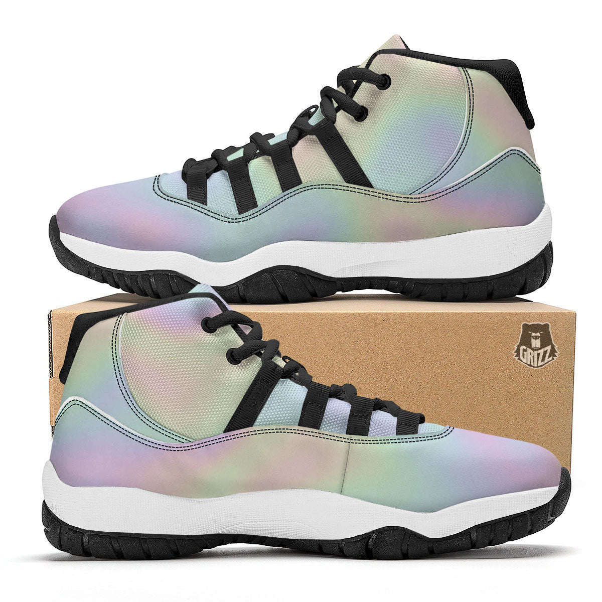 Acid Melt Pastel Print Black Bball Shoes-grizzshop