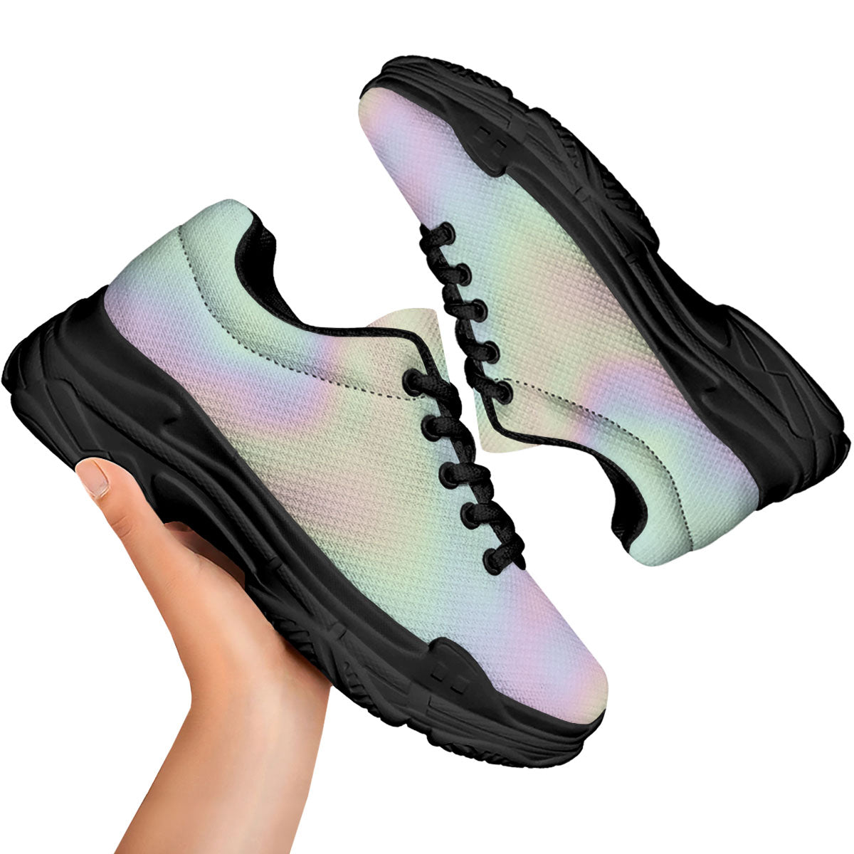 Acid Melt Pastel Print Black Chunky Shoes-grizzshop