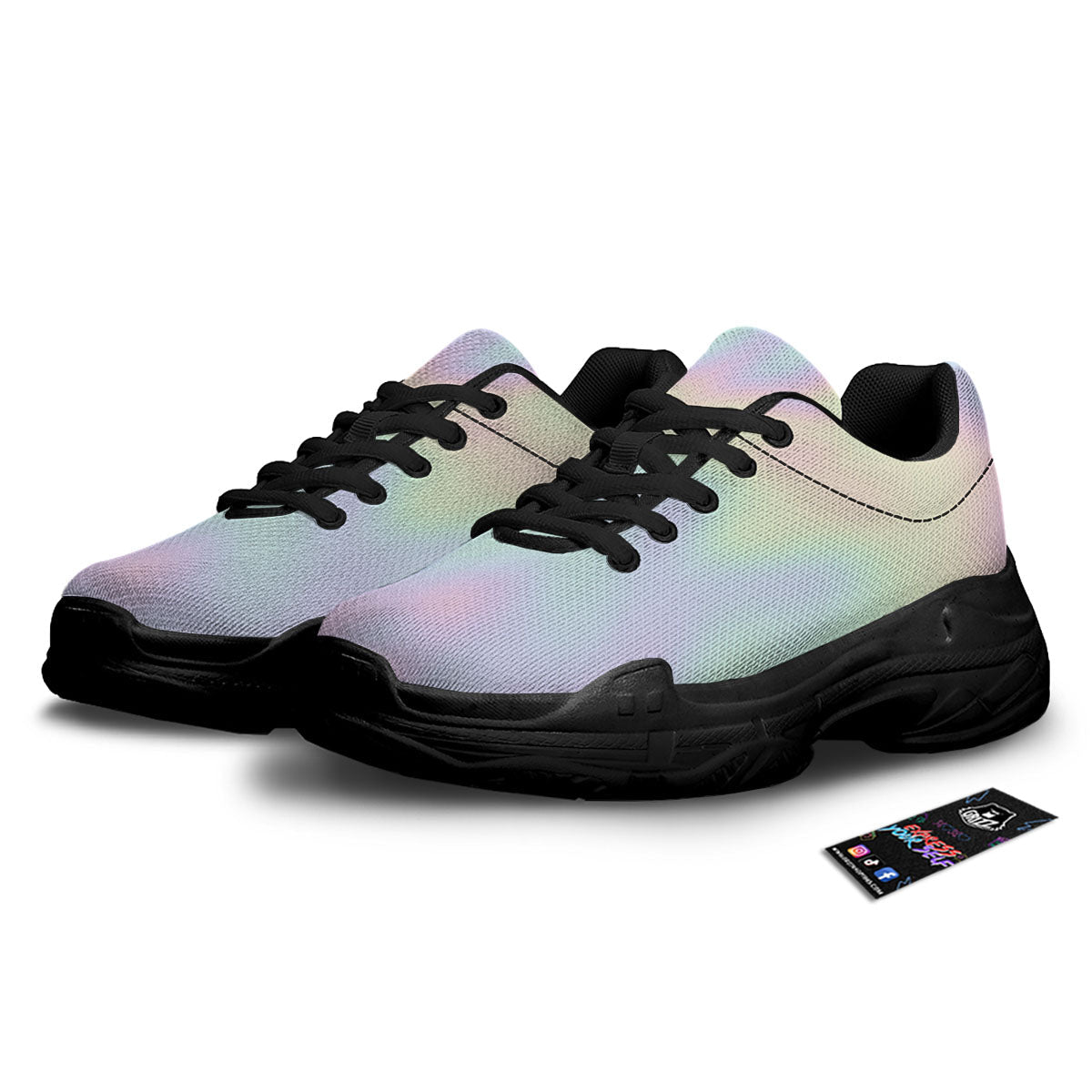 Acid Melt Pastel Print Black Chunky Shoes-grizzshop