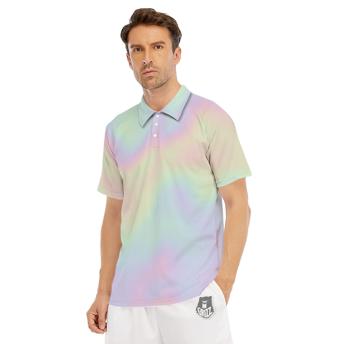Acid Melt Pastel Print Men's Golf Shirts-grizzshop