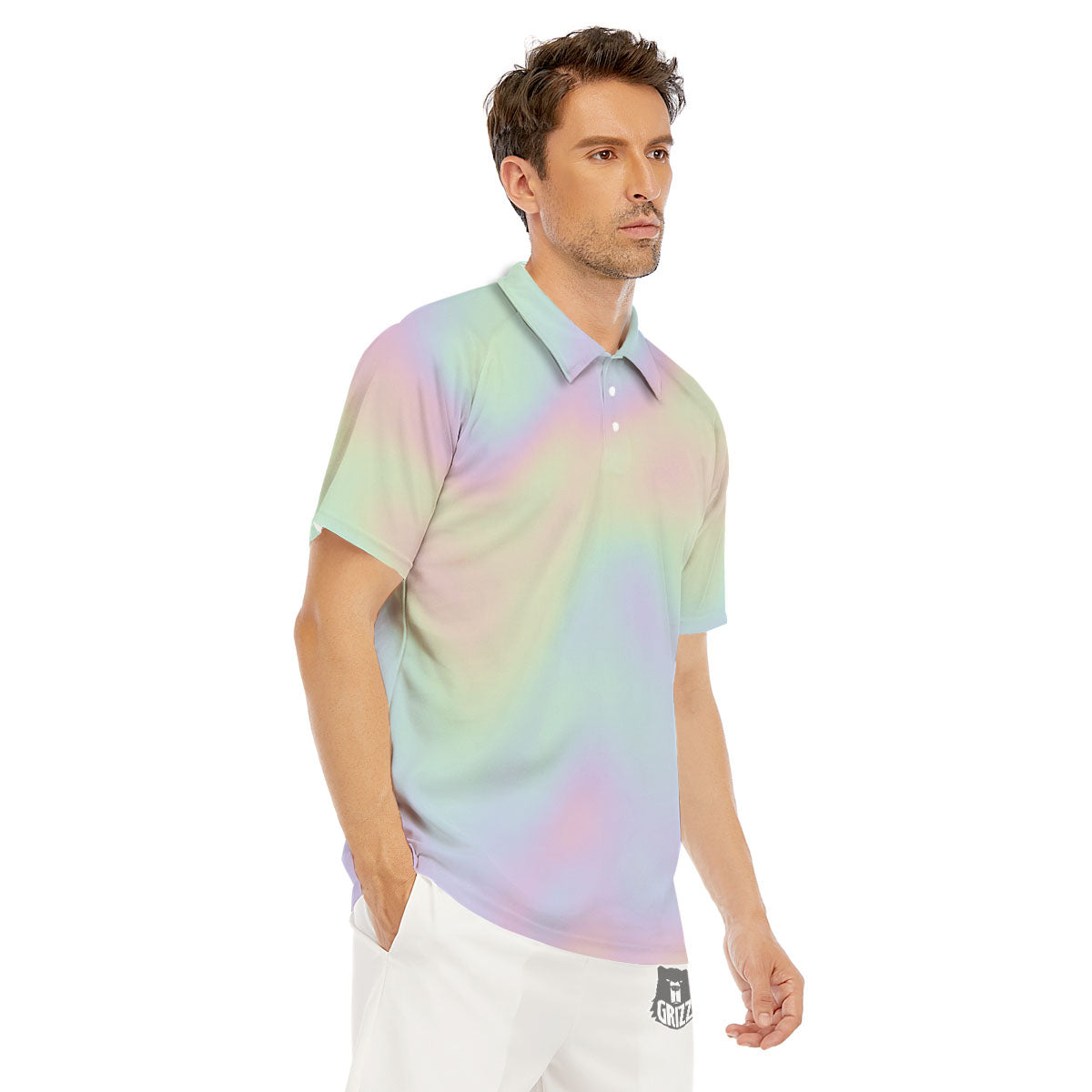 Acid Melt Pastel Print Men's Golf Shirts-grizzshop