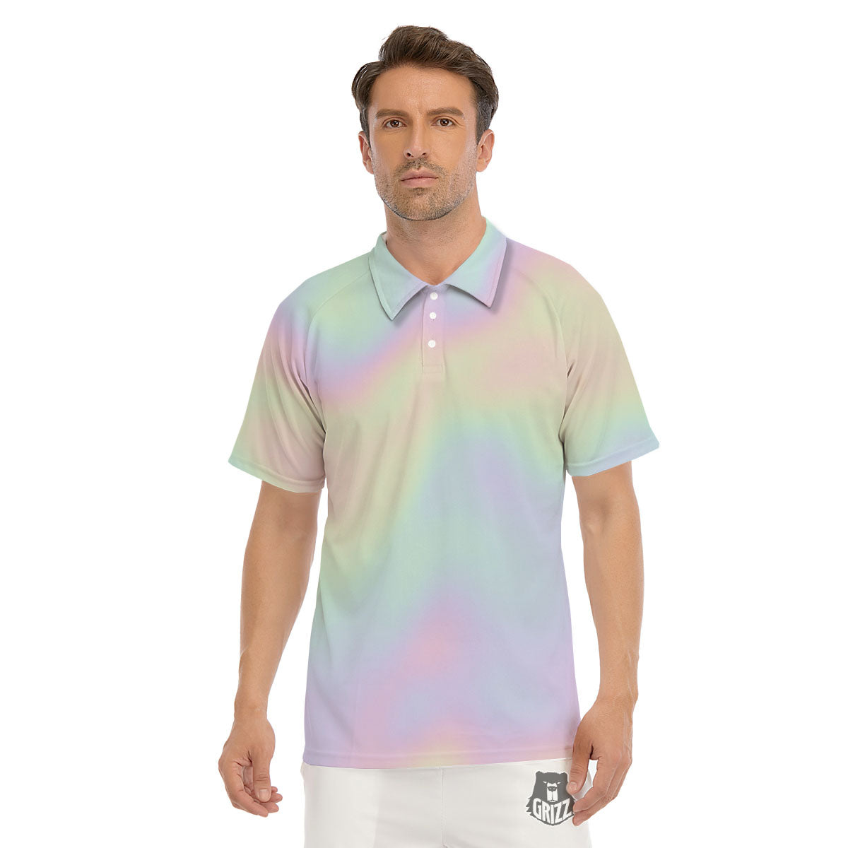 Acid Melt Pastel Print Men's Golf Shirts-grizzshop