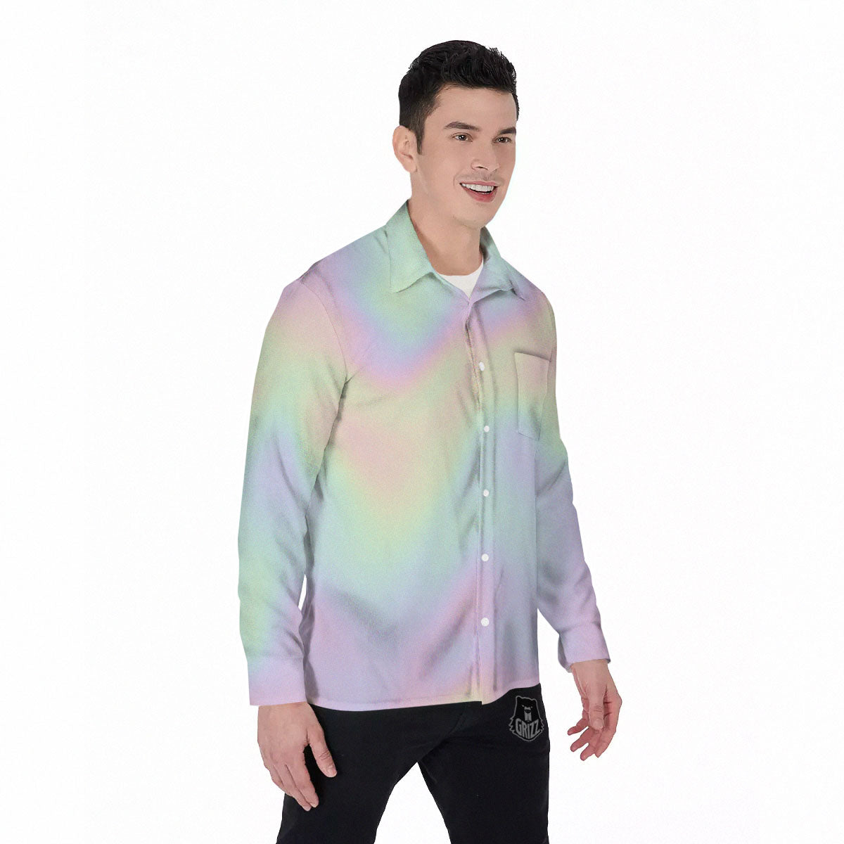 Acid Melt Pastel Print Men's Long Sleeve Shirts-grizzshop