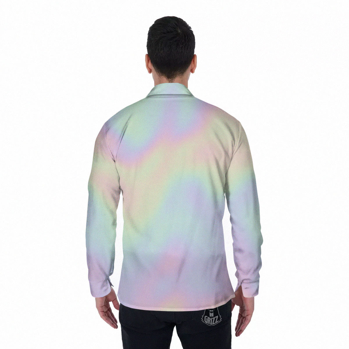 Acid Melt Pastel Print Men's Long Sleeve Shirts-grizzshop