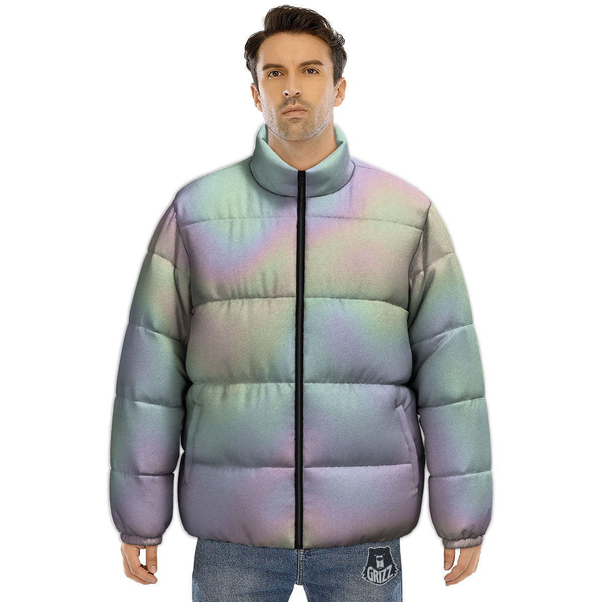 Acid Melt Pastel Print Puffer Jacket-grizzshop