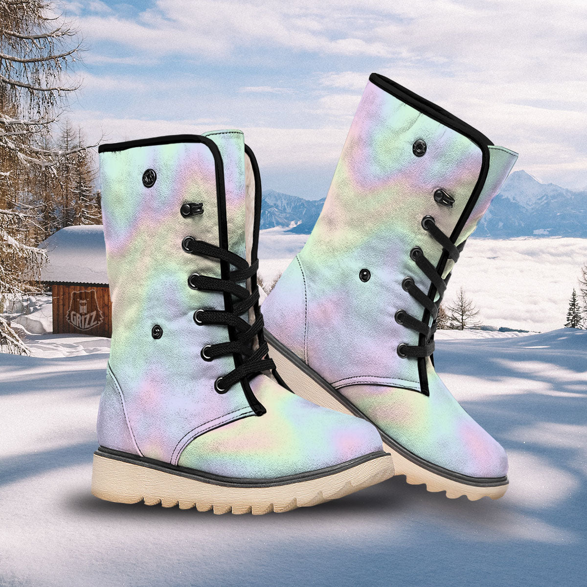 Acid Melt Pastel Print Snow Boots-grizzshop