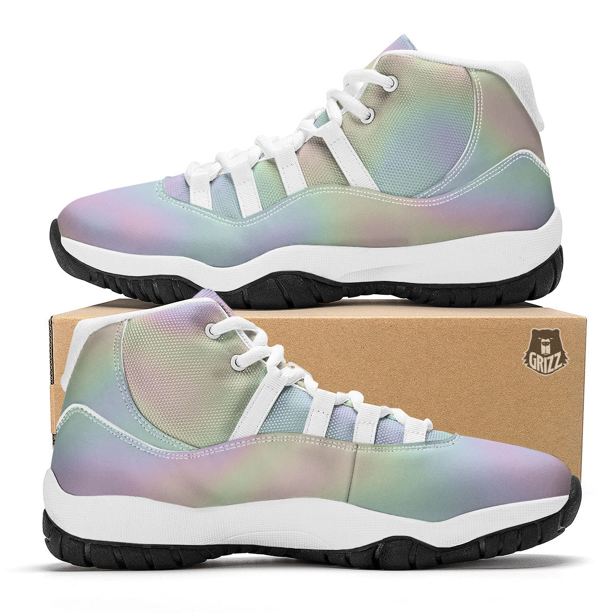 Acid Melt Pastel Print White Bball Shoes-grizzshop