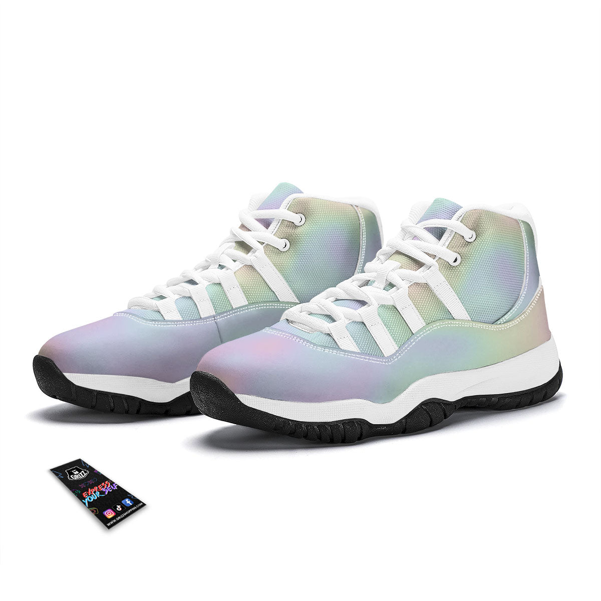Acid Melt Pastel Print White Bball Shoes-grizzshop