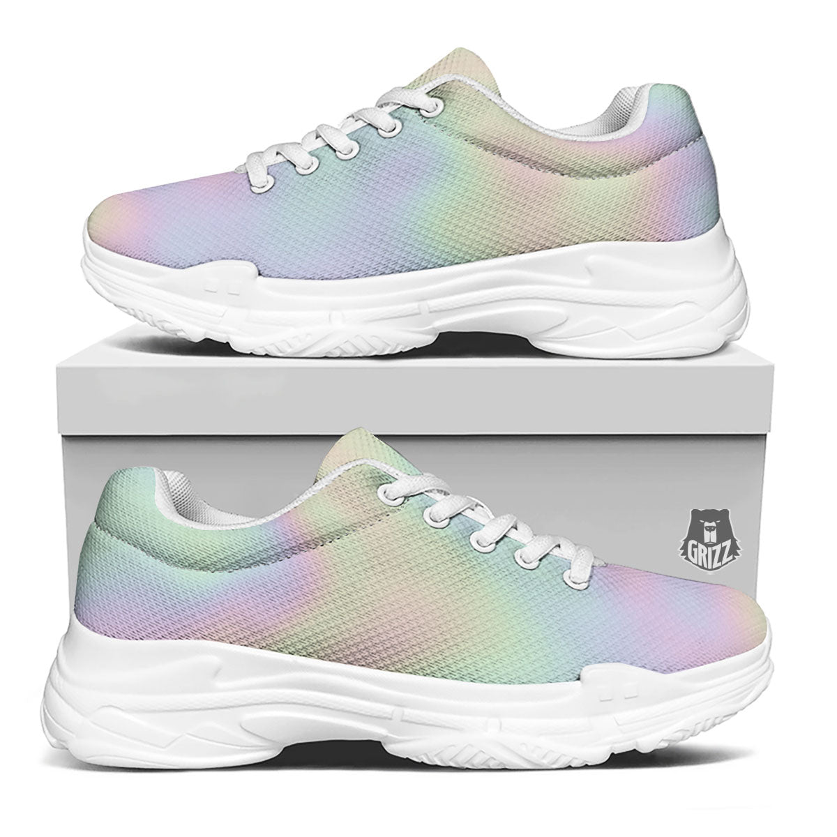 Acid Melt Pastel Print White Chunky Shoes-grizzshop